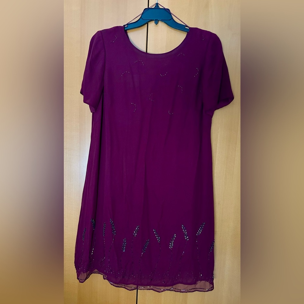 Maggy London Women's 14WPetite Burgundy Dress